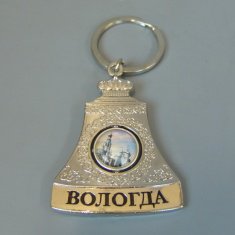 Брелок-колокол Вологда (цвет-серебро) (уп. 12 шт.) 