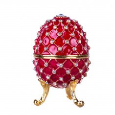 Шкатулка Яйцо 9,5 см. красное (металл, стразы)