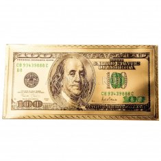 Конверт  для денег 100 долларов (золотой) 9x18 см. (уп. 25 шт.) 